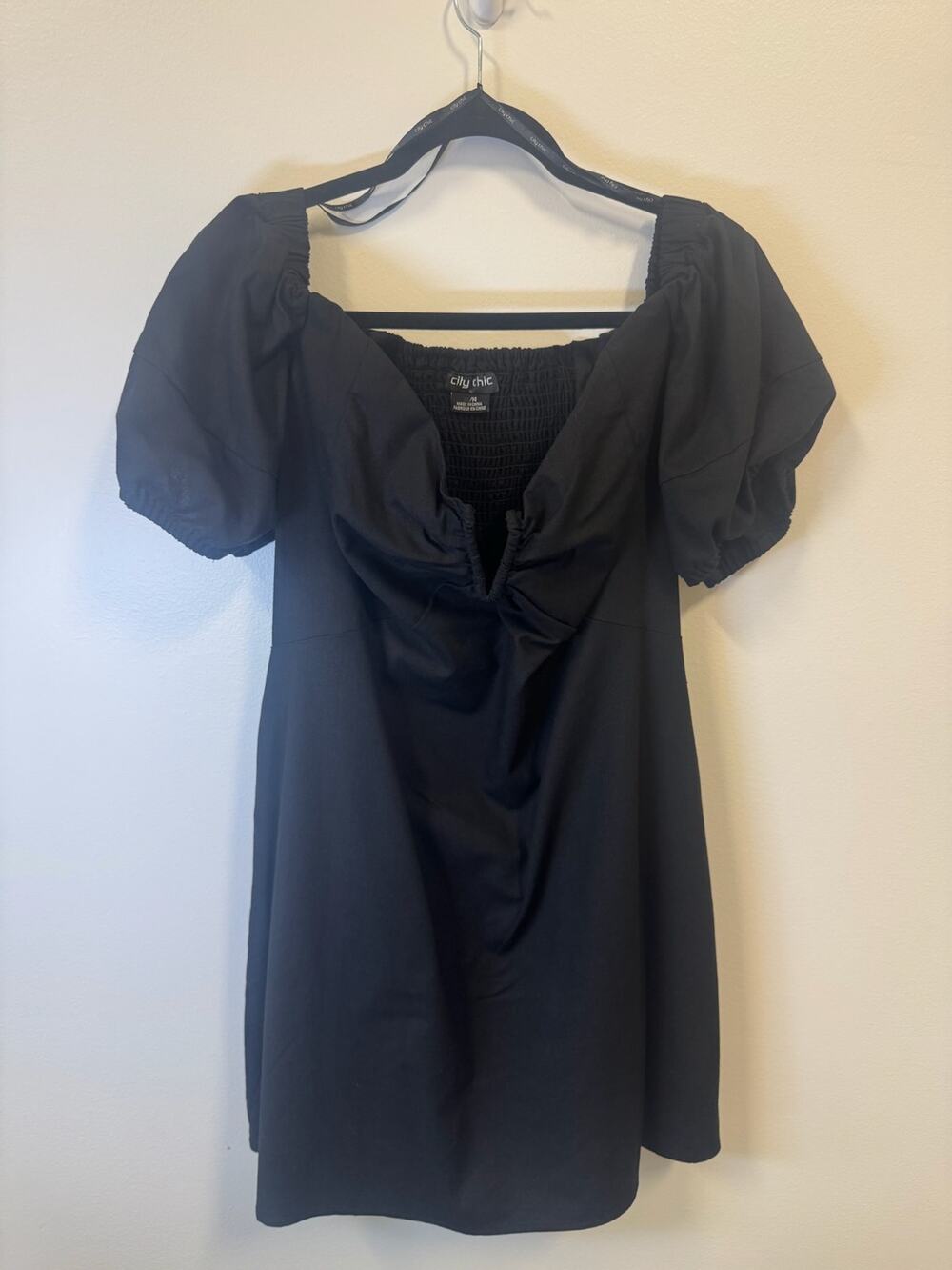 City Chic Women's Size 14 Black Puff Sleeve Mini Dress